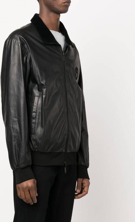 Giorgio Armani Leren jack Zwart