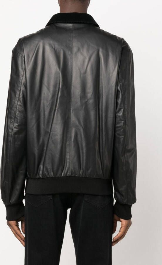 Giorgio Armani Leren jack Zwart