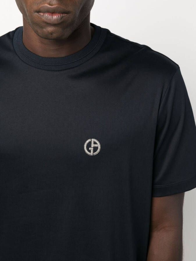 Giorgio Armani T-shirt met geborduurd logo Blauw