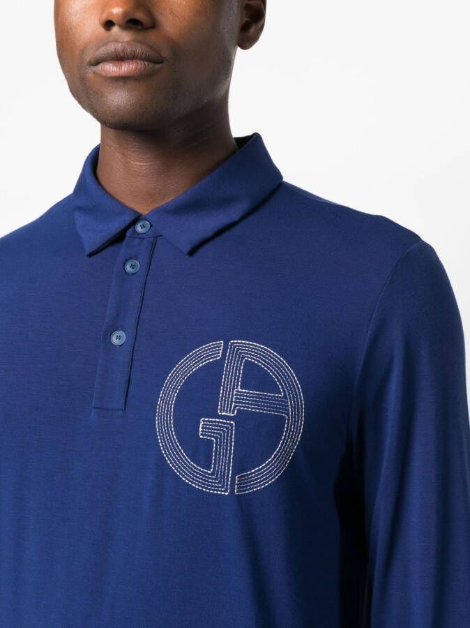 Giorgio Armani Poloshirt met geborduurd logo Blauw