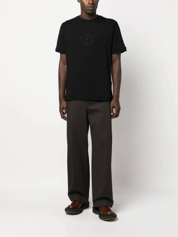 Giorgio Armani T-shirt met geborduurd logo Zwart
