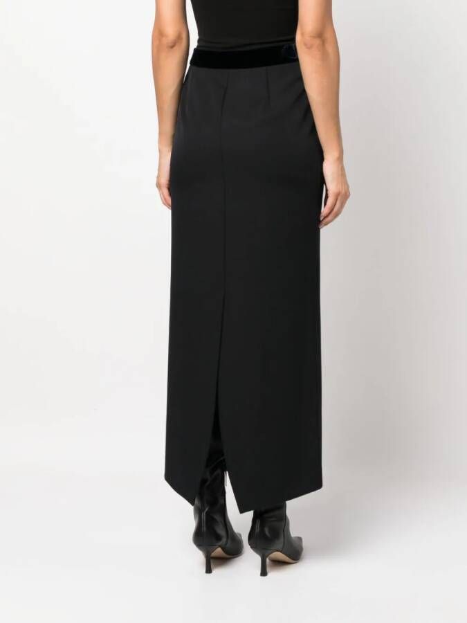 Giorgio Armani Maxi-rok met fluwelen afwerking Blauw