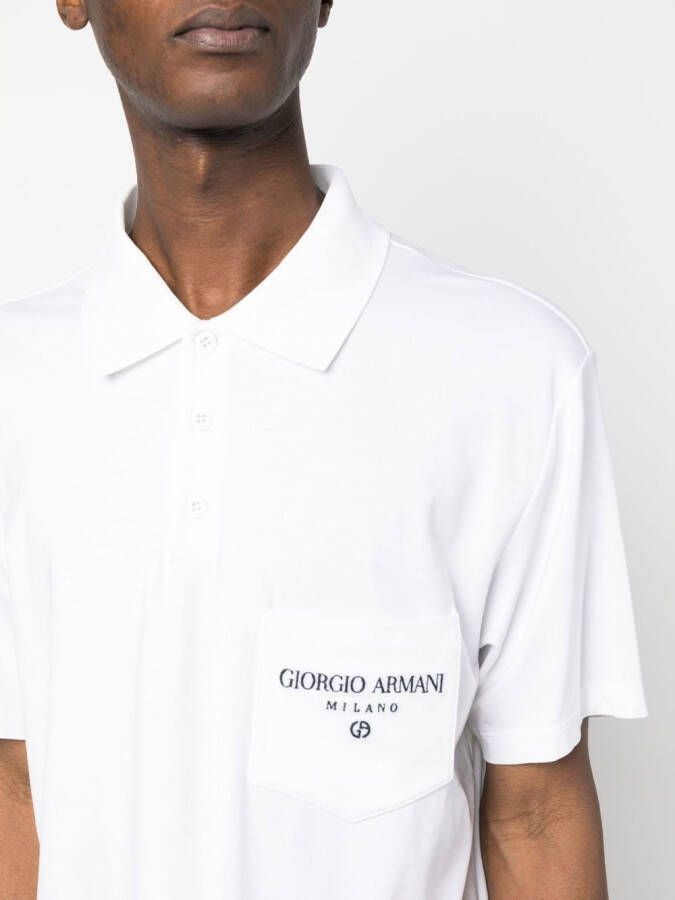Giorgio Armani Poloshirt met borstzak Wit