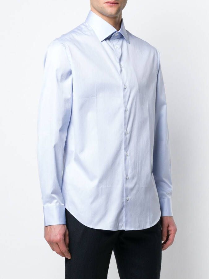 Giorgio Armani shirt met uitgesneden kraag Blauw