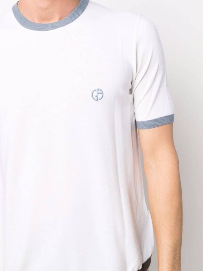 Giorgio Armani T-shirt met geborduurd logo Beige