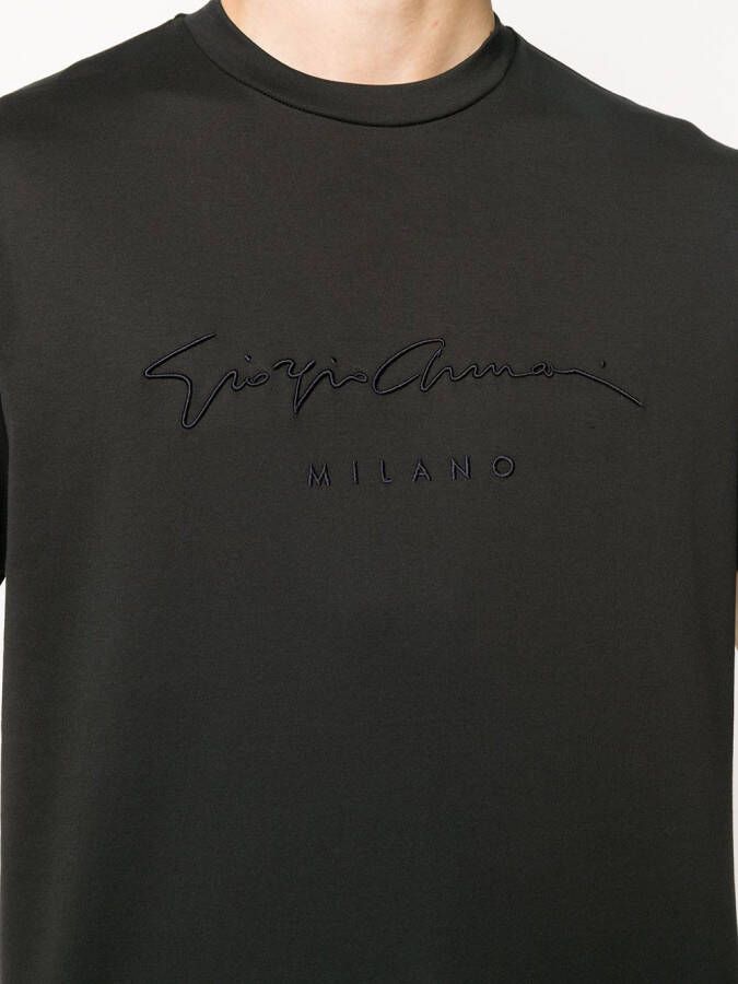 Giorgio Armani T-shirt met geborduurd logo Zwart