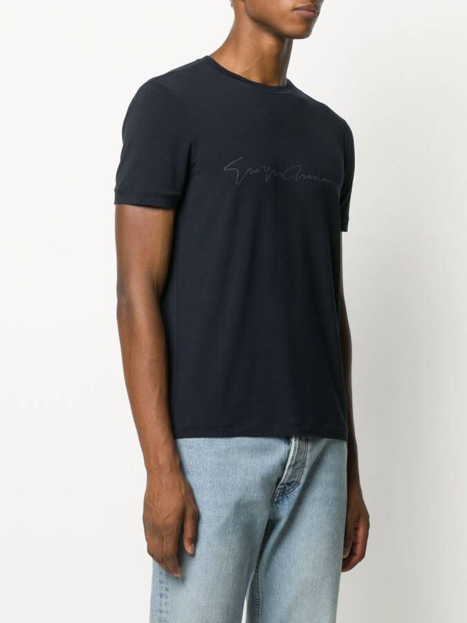 Giorgio Armani T-shirt met merk Blauw