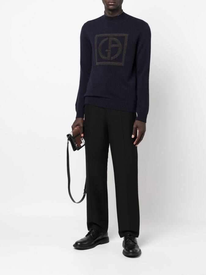 Giorgio Armani Trui met logo reliëf Blauw