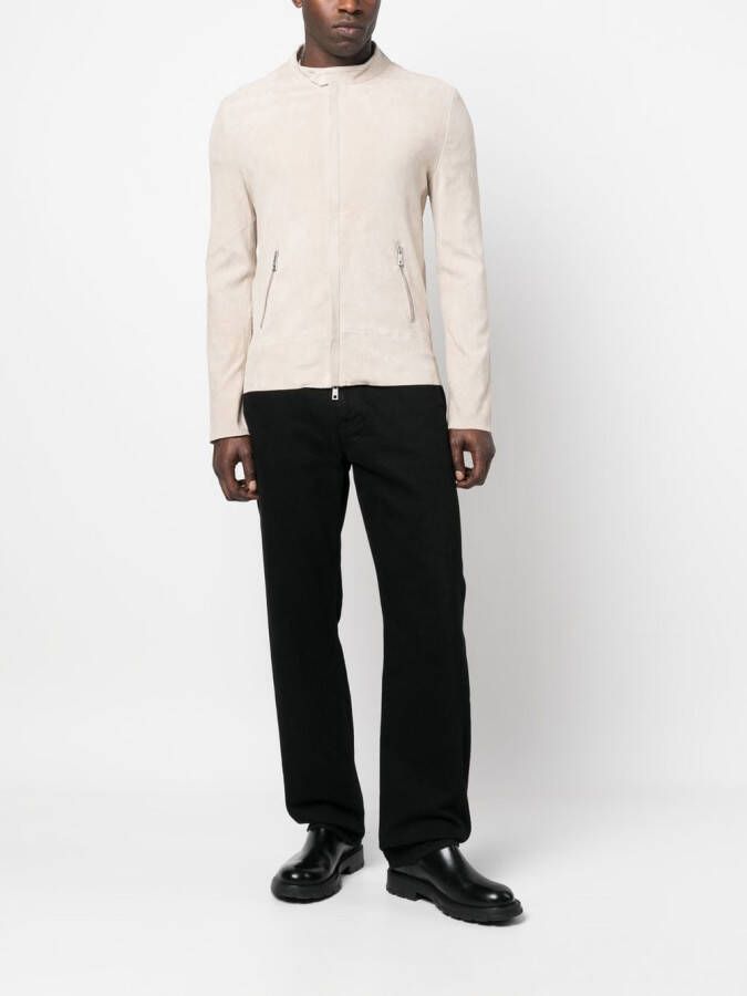 Giorgio Brato Leren jack Beige
