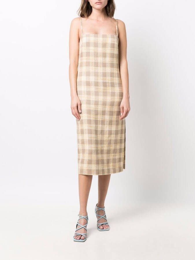 Giuseppe Di Morabito Geruite midi-jurk Beige