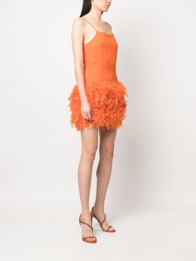 Giuseppe Di Morabito Mini-jurk met veren afwerking Oranje