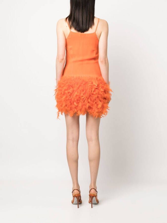Giuseppe Di Morabito Mini-jurk met veren afwerking Oranje