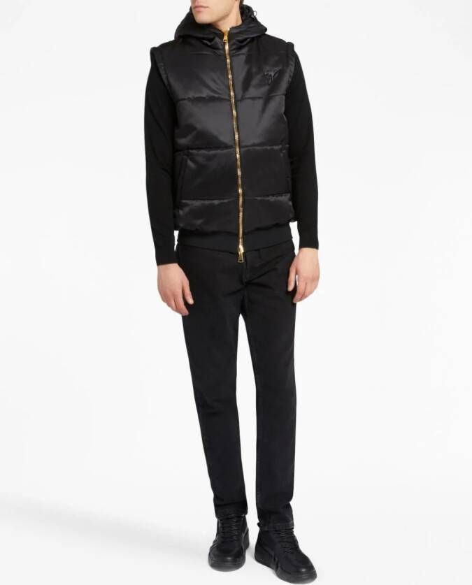 Giuseppe Zanotti Bodywarmer met geborduurd logo Zwart