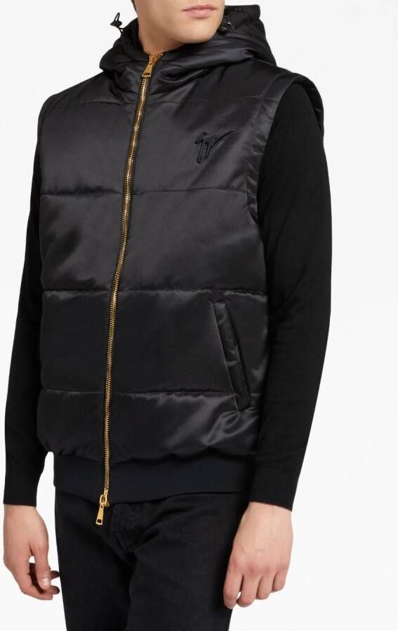 Giuseppe Zanotti Bodywarmer met geborduurd logo Zwart