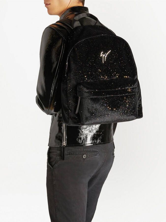 Giuseppe Zanotti Bud fluwelen rugzak Zwart