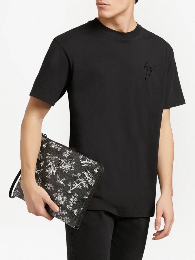 Giuseppe Zanotti Fabian clutch meet bloemenprint Zwart