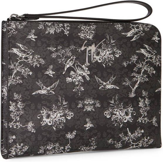 Giuseppe Zanotti Fabian clutch meet bloemenprint Zwart