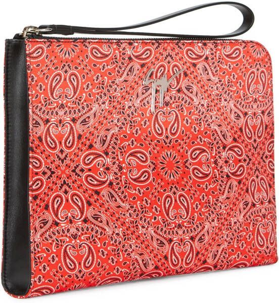 Giuseppe Zanotti Fabian clutch met paisley-print Rood