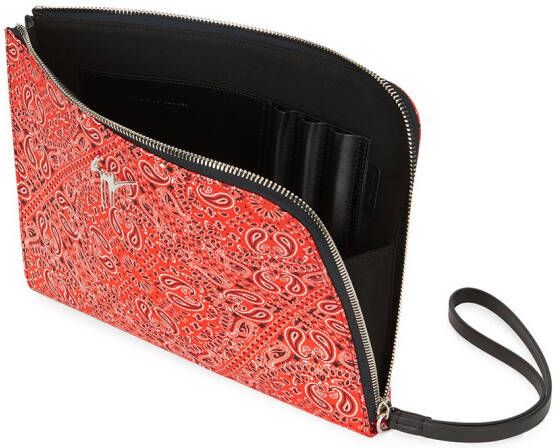 Giuseppe Zanotti Fabian clutch met paisley-print Rood