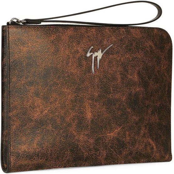 Giuseppe Zanotti Fabian leren clutch Bruin