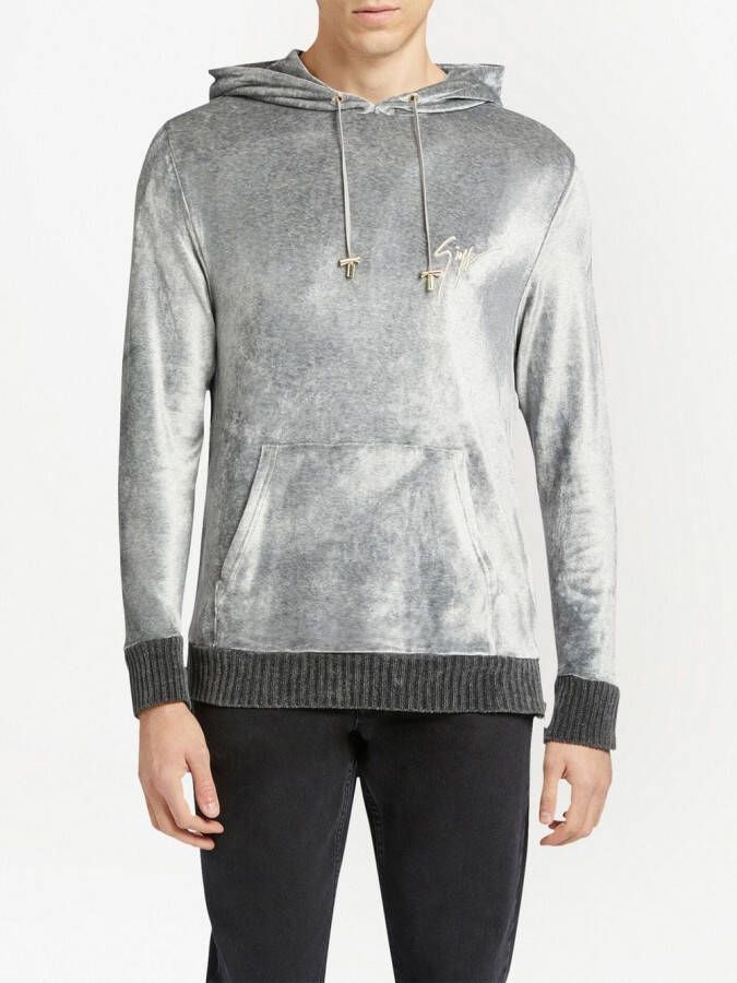 Giuseppe Zanotti Hoodie met geborduurd logo Grijs