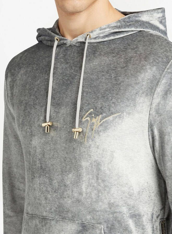 Giuseppe Zanotti Hoodie met geborduurd logo Grijs