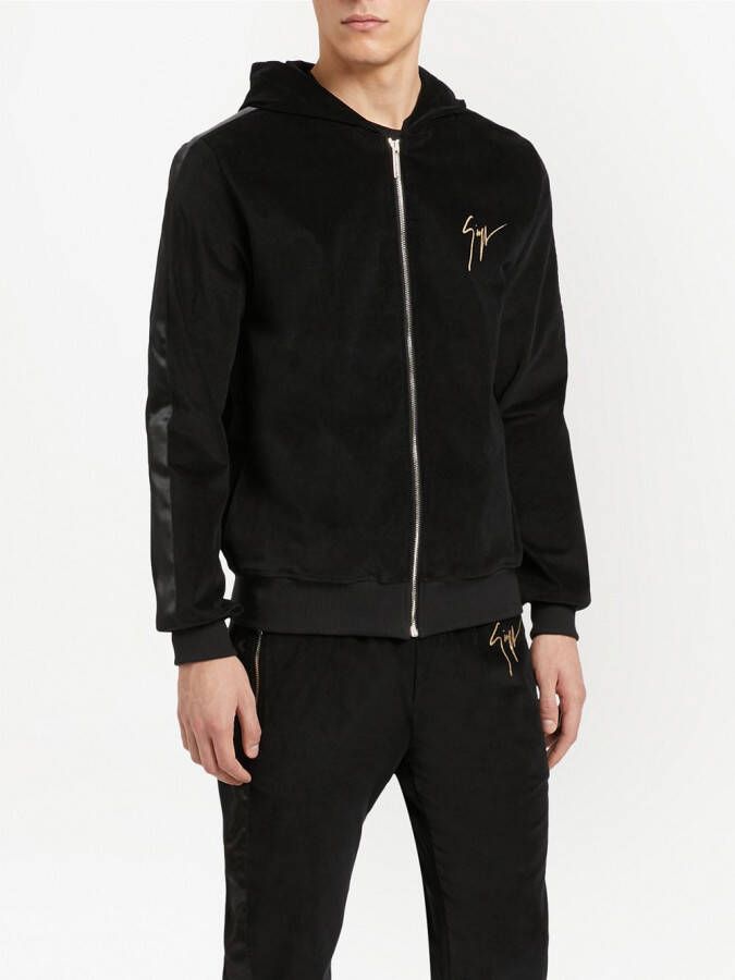 Giuseppe Zanotti Hoodie met geborduurd logo Zwart