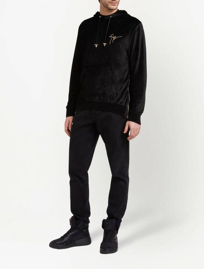 Giuseppe Zanotti Hoodie met geborduurd logo Zwart