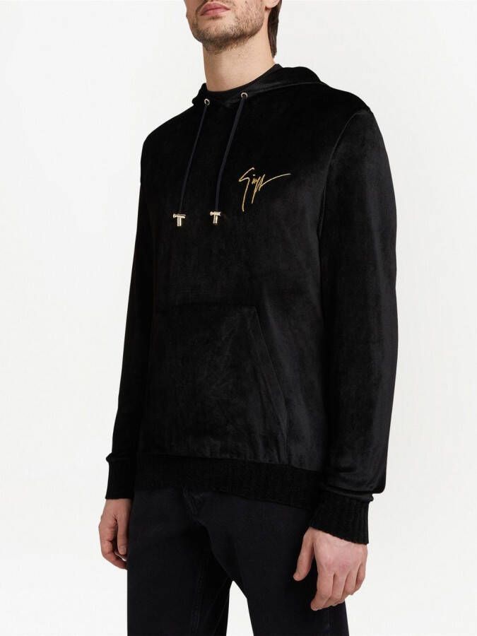 Giuseppe Zanotti Hoodie met geborduurd logo Zwart