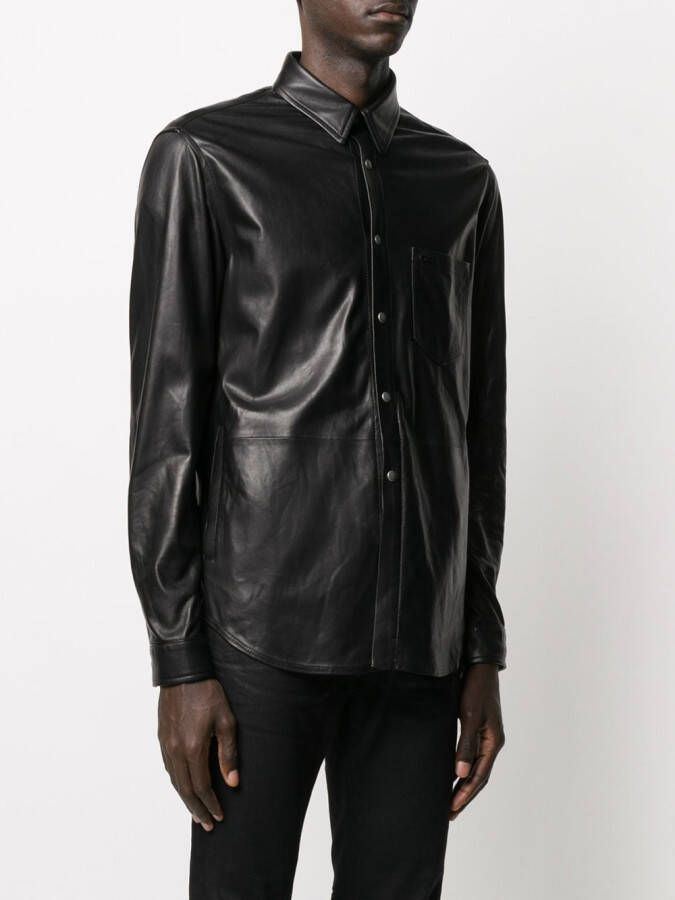 Giuseppe Zanotti Leren shirtjas Zwart