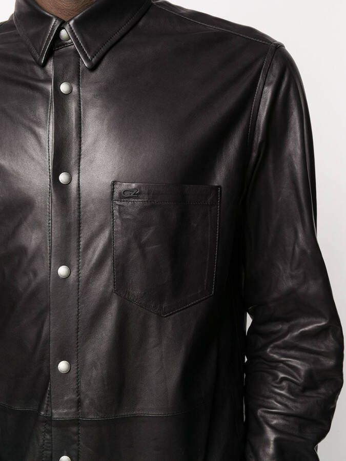 Giuseppe Zanotti Leren shirtjas Zwart