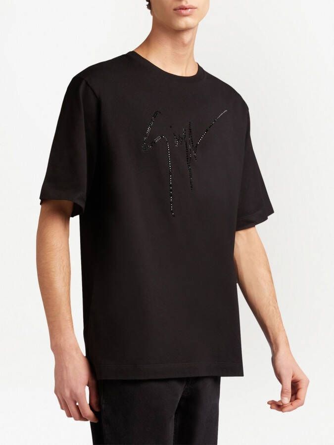 Giuseppe Zanotti T-shirt verfraaid met kristallen Zwart
