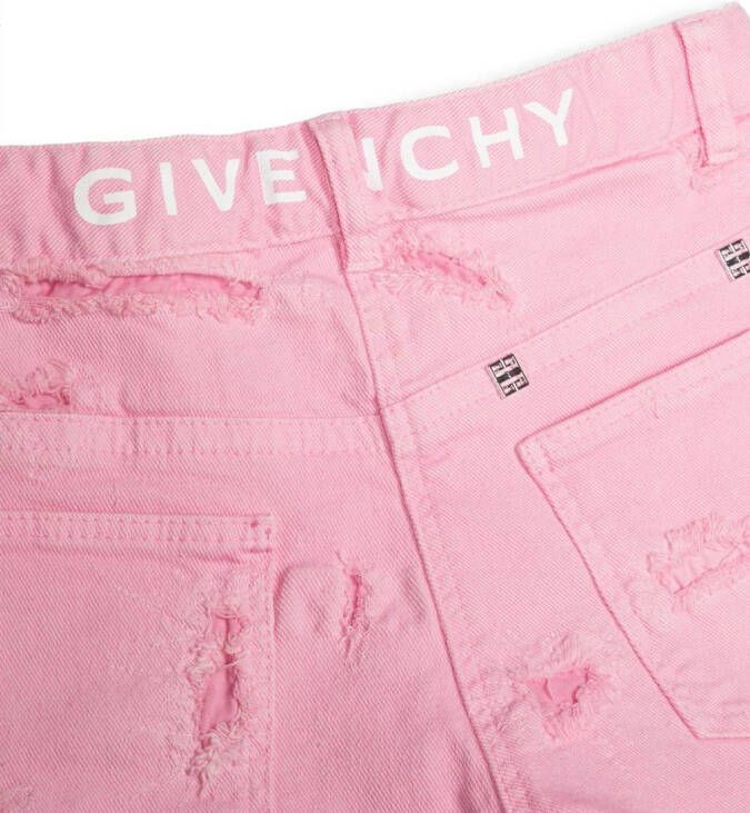 Givenchy Kids Gescheurde spijkershorts Roze