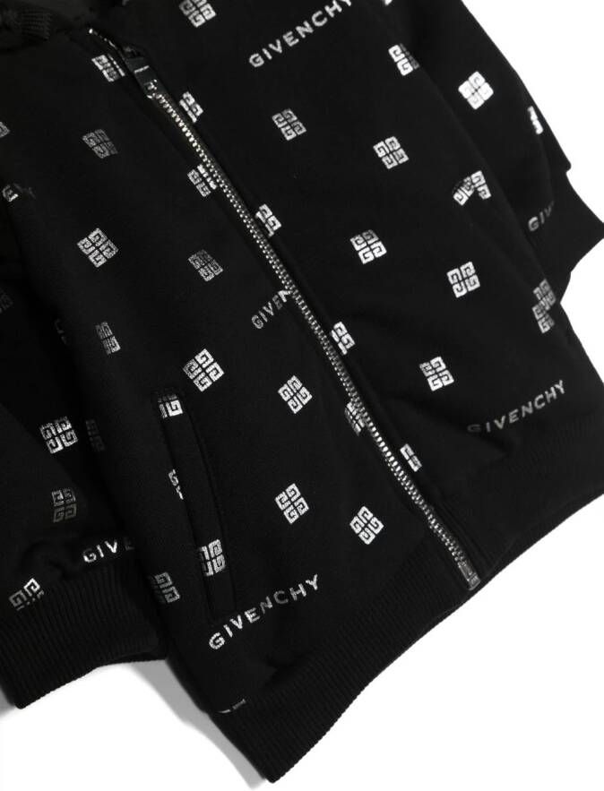 Givenchy Kids Hoodie met metallic-logo Zwart