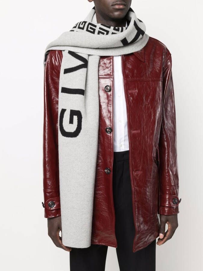 Givenchy Sjaal met intarsia logo Grijs