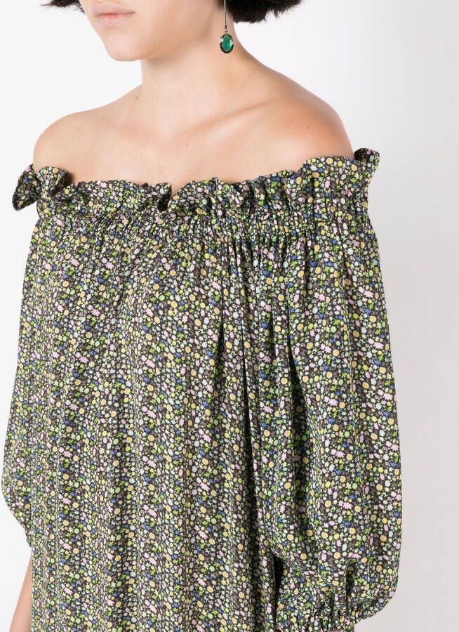 Gloria Coelho Maxi-jurk met bloemenprint Groen