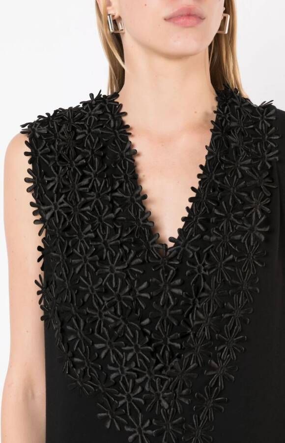 Gloria Coelho Midi-jurk met bloemenpatch Zwart
