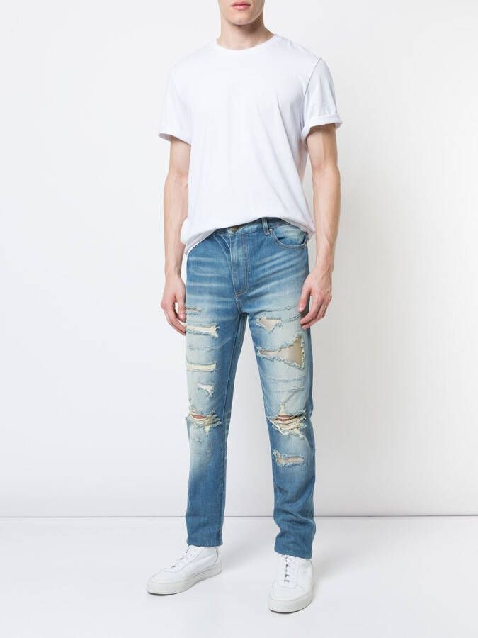God's Masterful Children geripte straight-leg jeans Blauw