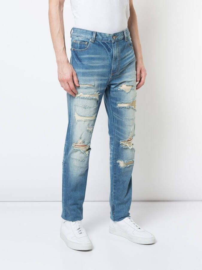 God's Masterful Children geripte straight-leg jeans Blauw