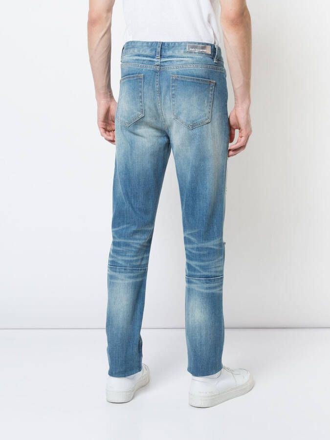 God's Masterful Children geripte straight-leg jeans Blauw