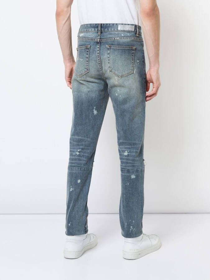 God's Masterful Children gescheurde slim-fit jeans met borduursels Blauw