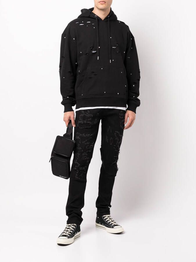 God's Masterful Children Hoodie met gescheurd detail Zwart