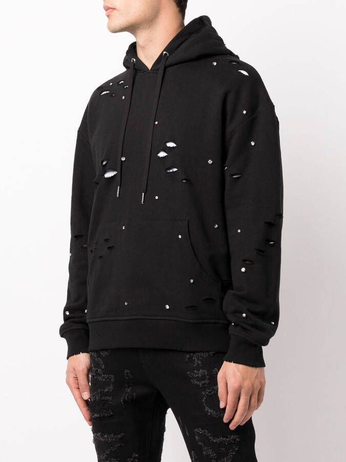 God's Masterful Children Hoodie met gescheurd detail Zwart