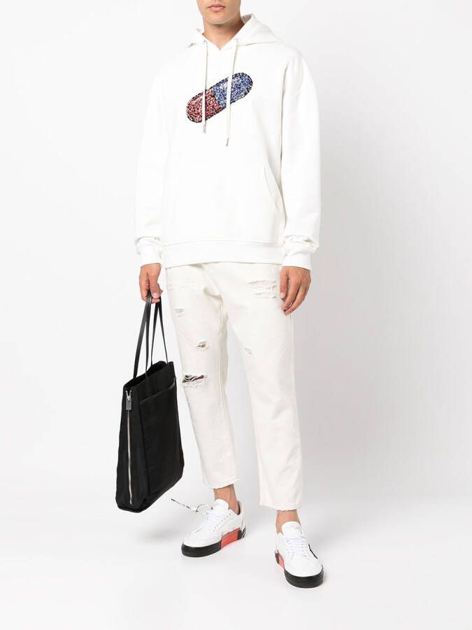 God's Masterful Children Hoodie verfraaid met kristallen Wit