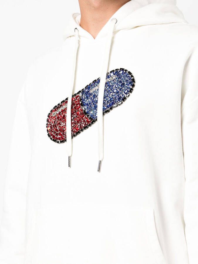 God's Masterful Children Hoodie verfraaid met kristallen Wit
