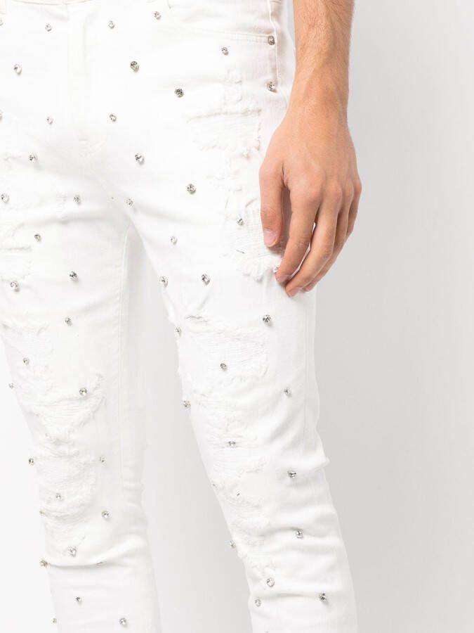 God's Masterful Children Jeans met zirconia Wit