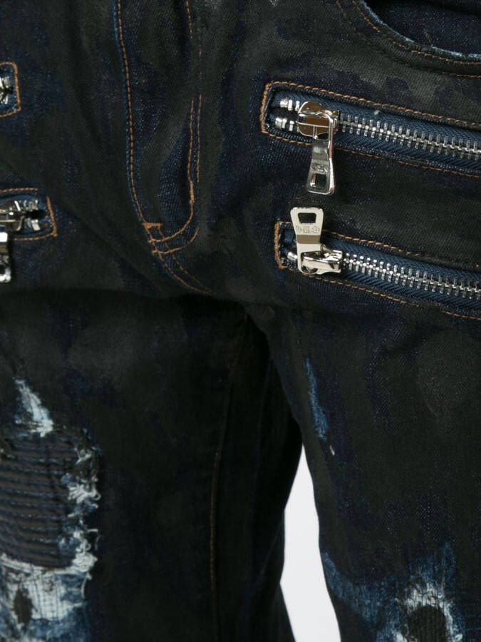God's Masterful Children shredded trim slim-fit jeans Blauw