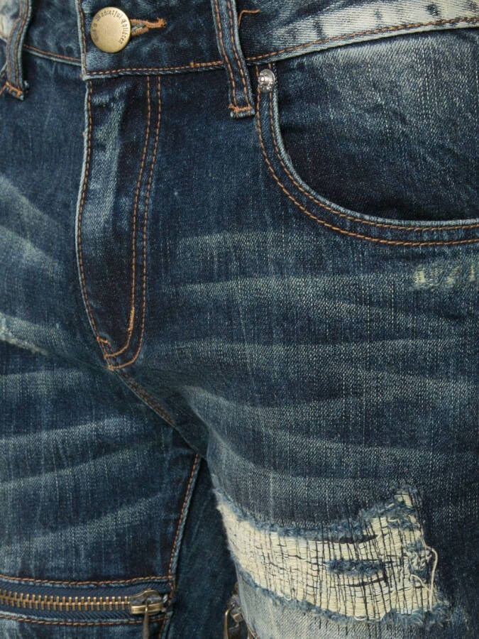 God's Masterful Children zipped ripped skinny jeans Blauw