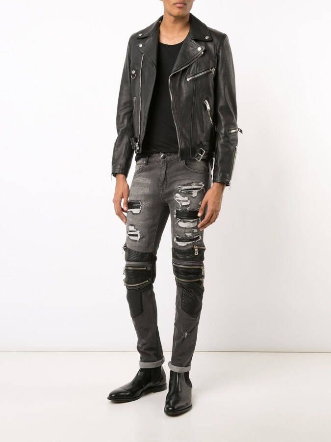 God's Masterful Children zipped ripped skinny jeans Zwart