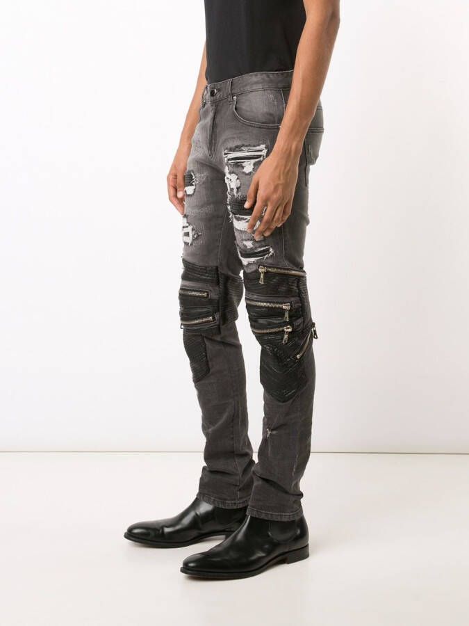 God's Masterful Children zipped ripped skinny jeans Zwart